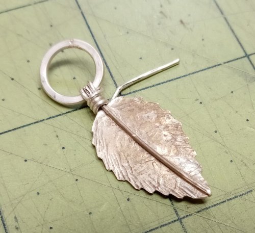 Judy Larson's Feathers and Leaves Earring Remodel - , Metalwork, Texturing, Wire Wrapping, Wrapping, Wire Wrapping Jewelry, , Wrap the stem two or three times